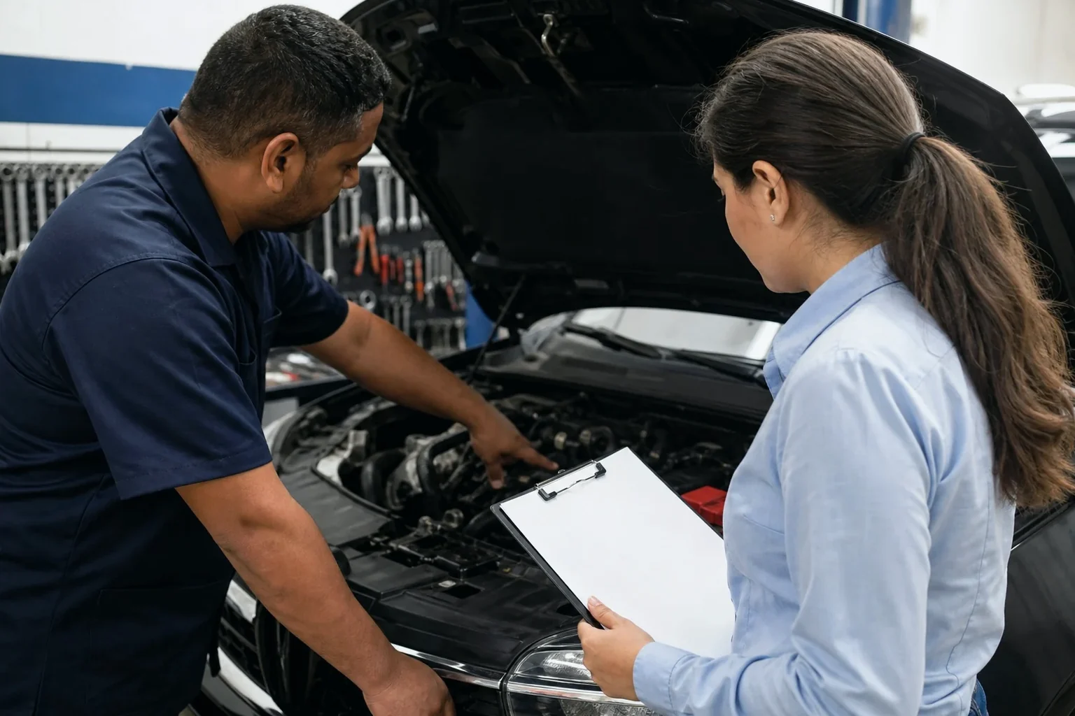 Profissional realizando cadastro de motor em ambiente de trabalho relacionado a despachos automotivos.